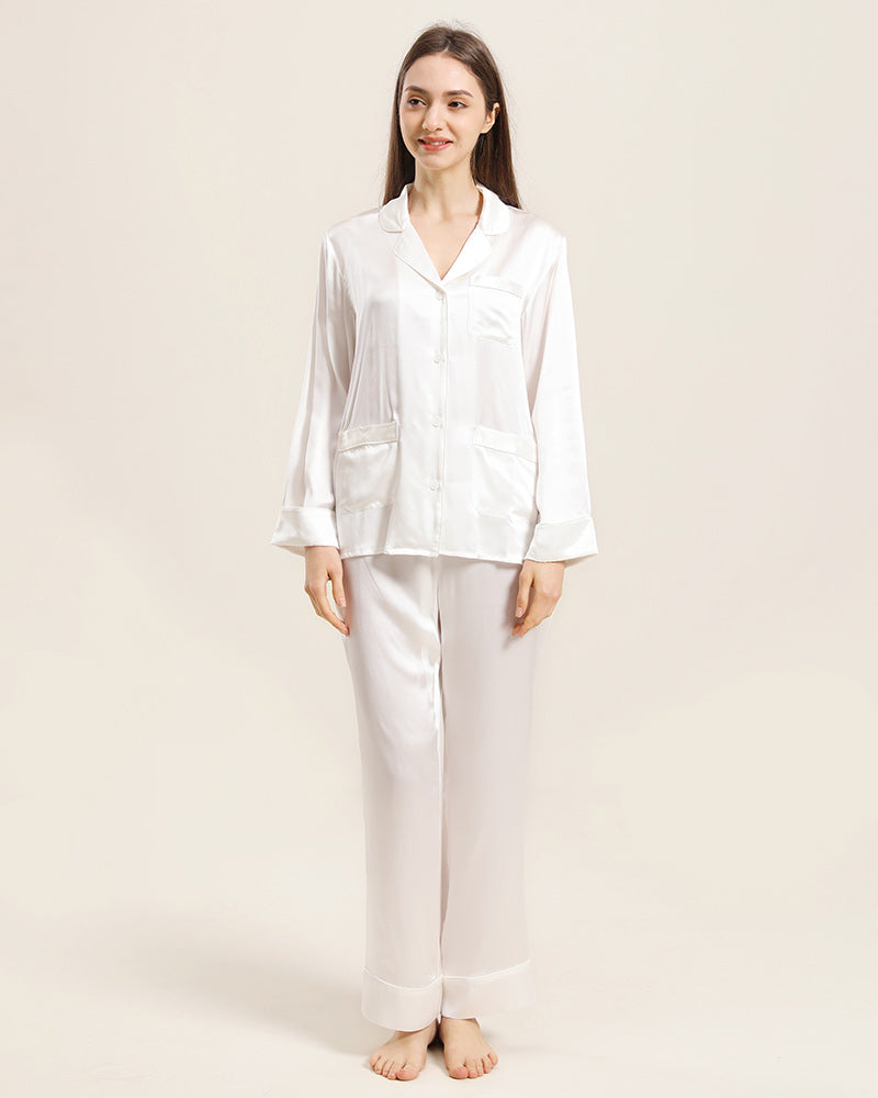 Classic Silk Pajamas For Women At Home Ivory