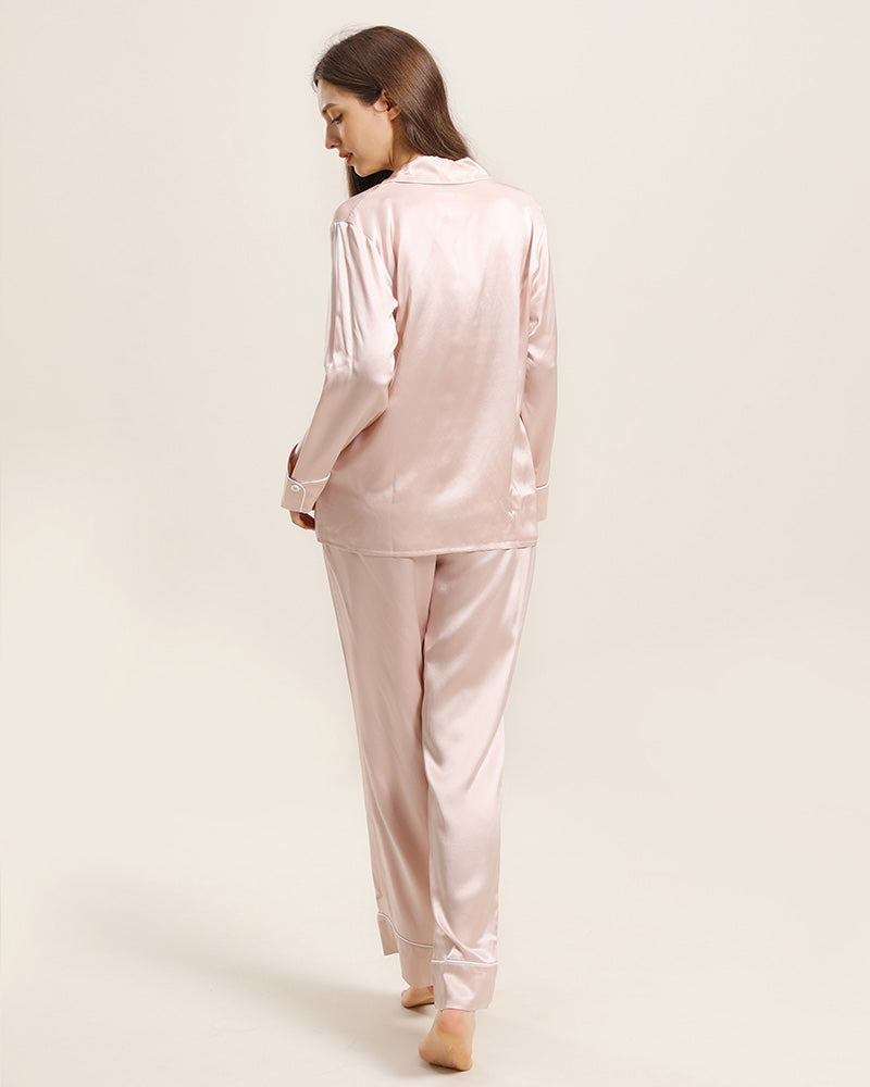 Classic Silk Pajamas For Women At Home Pink