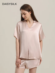 Classic Silk Short-Sleeve Shorts Pajama Set Pink