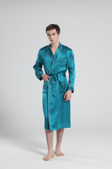 Classic Sleep Robe Pajamas For Men Peacock Blue