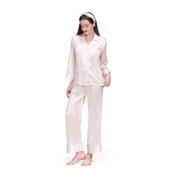 Classic Striped Silk Pajamas Pink Stripe