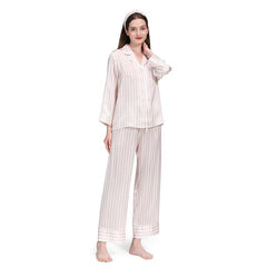 Classic Striped Silk Pajamas Pink Stripe