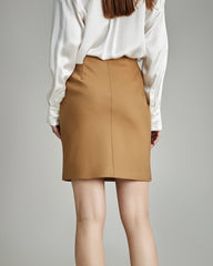 Classic Wool Mini Skirt Camel