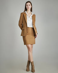Classic Wool Mini Skirt Camel