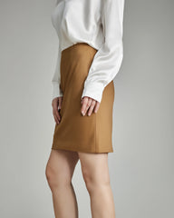 Classic Wool Mini Skirt Camel