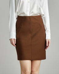 Classic Wool Mini Skirt Caramel
