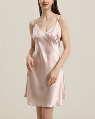 Close Fitting Silk Nightgown Pink