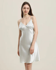 Close Fitting Silk Nightgown Grey