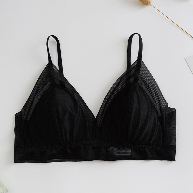 Concise Lace Comfy Silk Bralette Bra Black