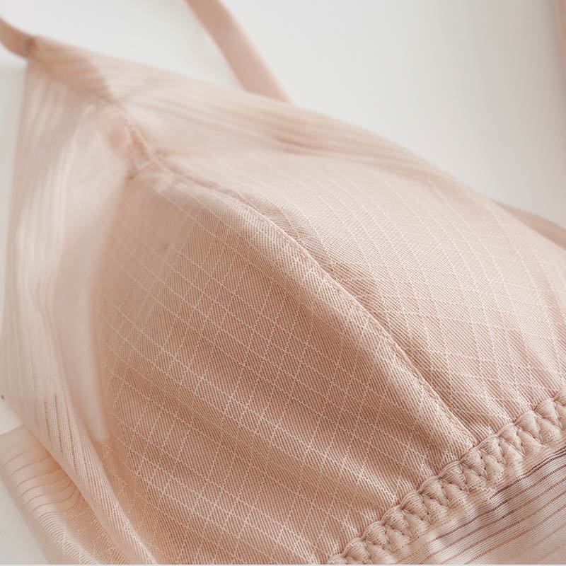 Concise Lace Comfy Silk Bralette Bra Pink