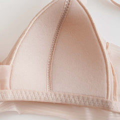 Concise Lace Comfy Silk Bralette Bra Pink