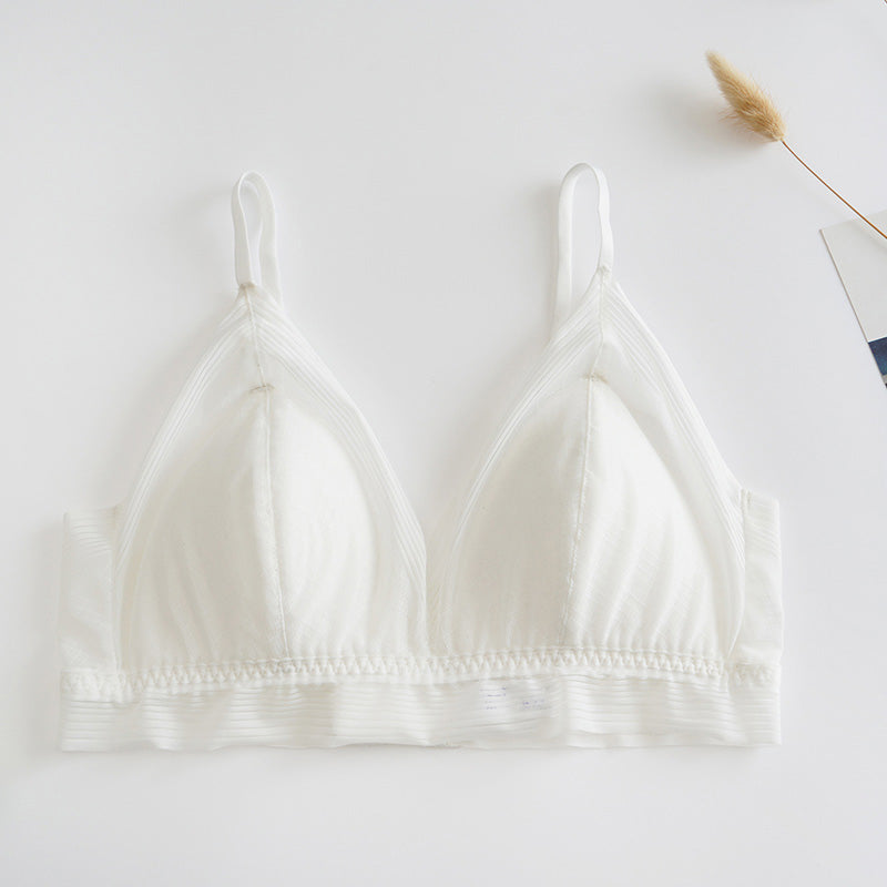 Concise Lace Comfy Silk Bralette Bra White