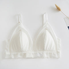Concise Lace Comfy Silk Bralette Bra White