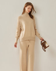 Cozy Turtleneck Oversized Cashmere Sweater Beige