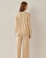 Cozy Turtleneck Oversized Cashmere Sweater Beige