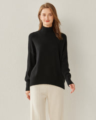 Cozy Turtleneck Oversized Cashmere Sweater Black