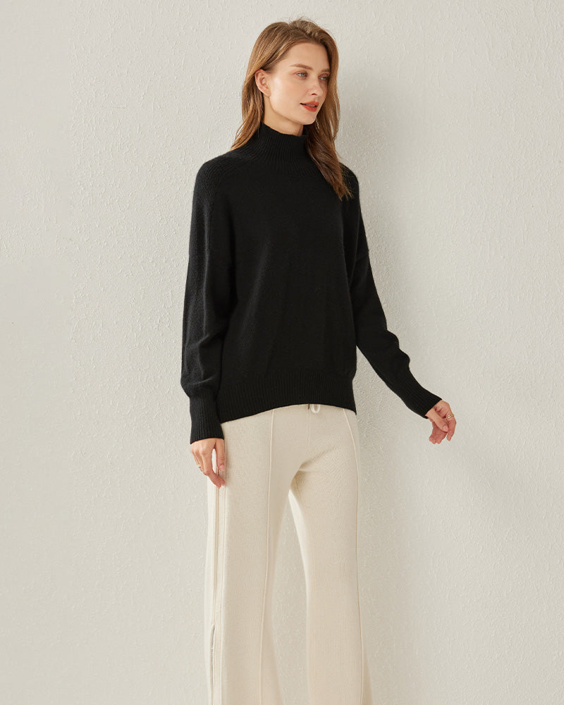 Cozy Turtleneck Oversized Cashmere Sweater Black