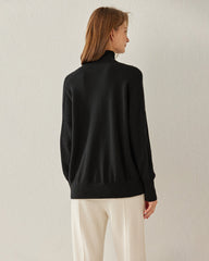 Cozy Turtleneck Oversized Cashmere Sweater Black