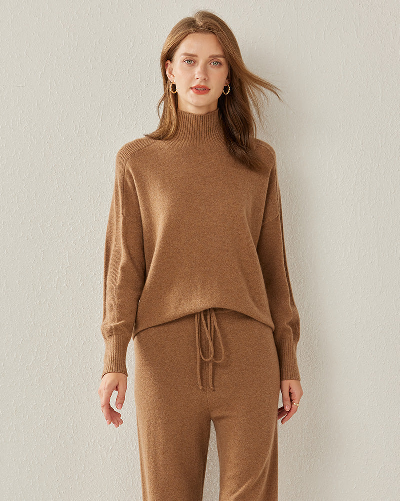 Cozy Turtleneck Oversized Cashmere Sweater Coffee