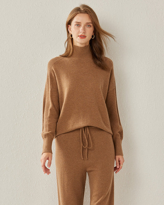 Cozy Turtleneck Oversized Cashmere Sweater Coffee