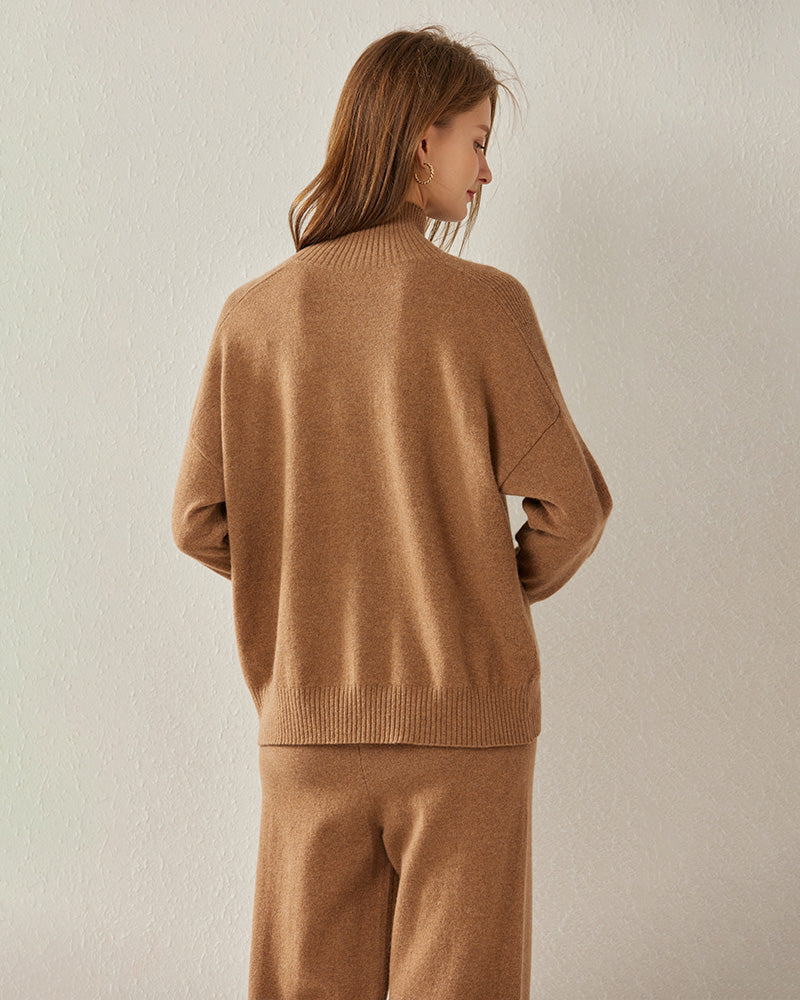 Cozy Turtleneck Oversized Cashmere Sweater Coffee