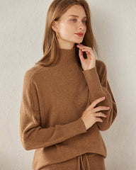 Cozy Turtleneck Oversized Cashmere Sweater Coffee