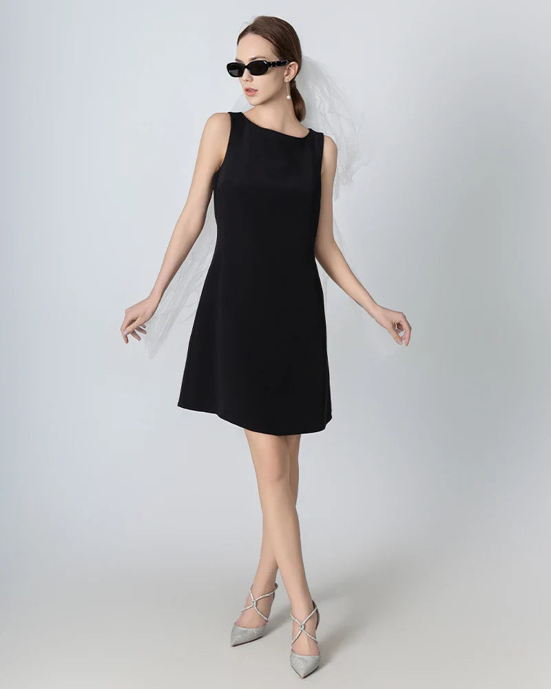40 Momme A-line Silk Dress Black