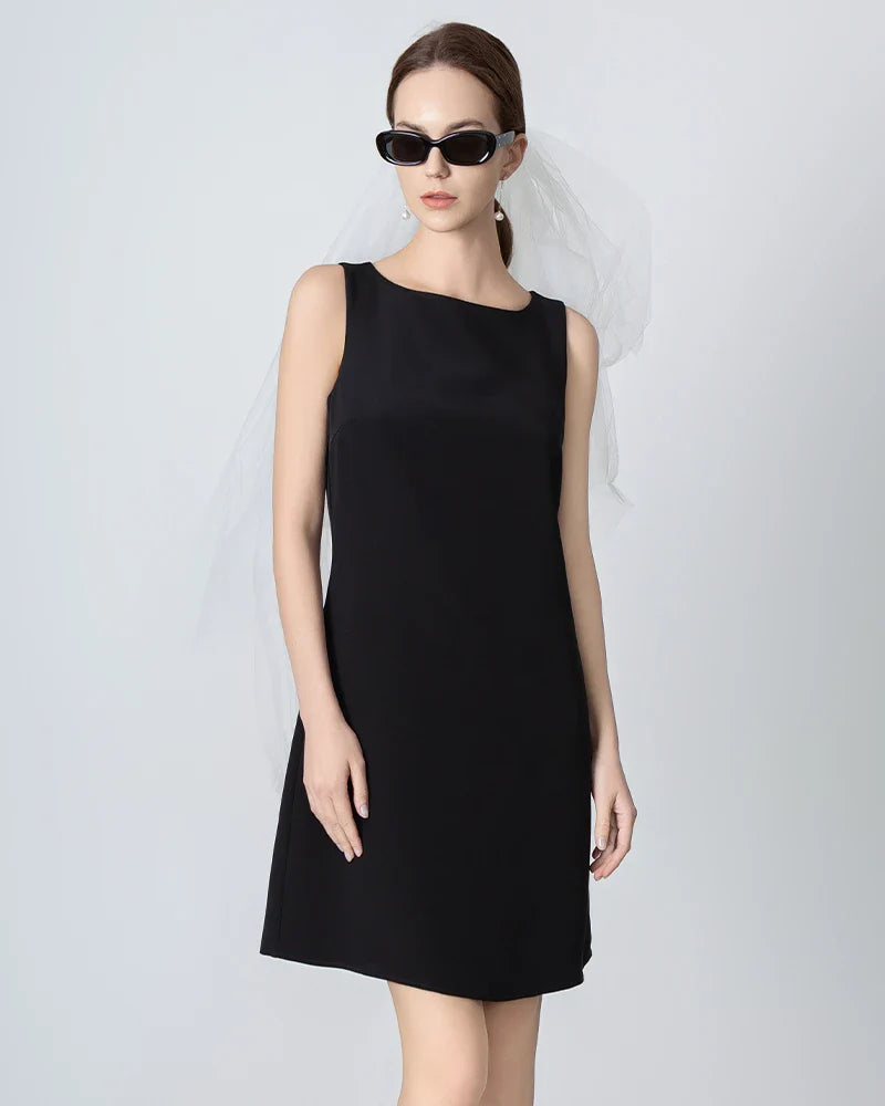 40 Momme A-line Silk Dress Black