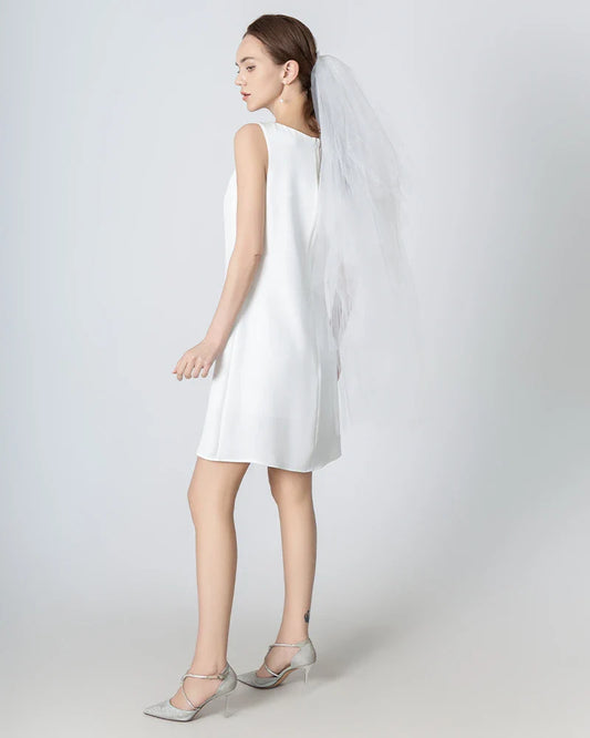 40 Momme A-line Silk Dress White