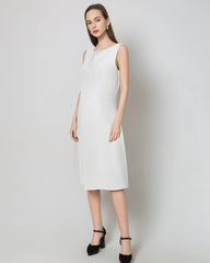 40 Momme Silk Midi Dress White