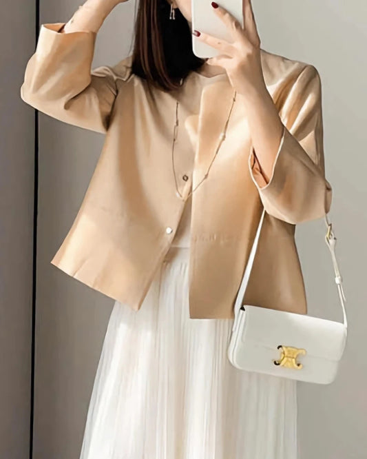 Cropped Silk and Wool Blazer