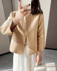 Cropped Silk and Wool Blazer
