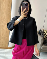 Cropped Silk and Wool Blazer