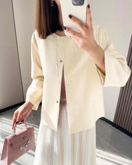 Cropped Silk and Wool Blazer