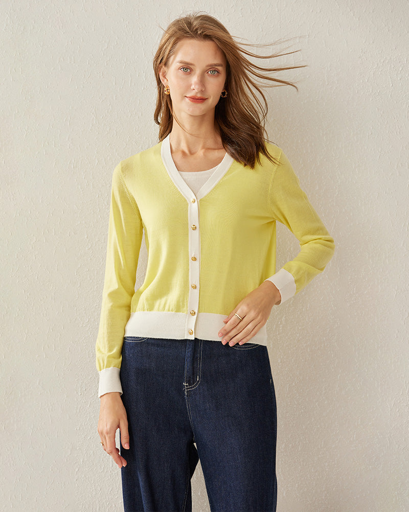 Cropped Women's Cozy Sweater Cardigan Yellow
