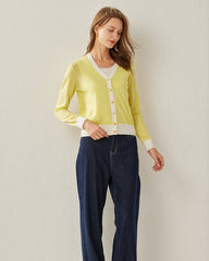 Cropped Women's Cozy Sweater Cardigan Yellow