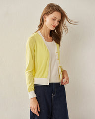 Cropped Women's Cozy Sweater Cardigan Yellow