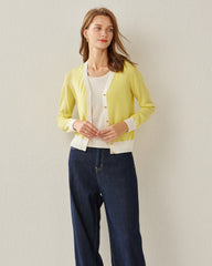 Cropped Women's Cozy Sweater Cardigan Yellow
