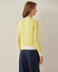 Cropped Women's Cozy Sweater Cardigan Yellow