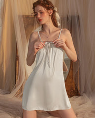 Cross Back Silk Slip Nightgown Ivory