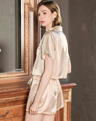 Cute Washable Silk Short Pajama Set