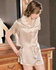 Cute Washable Silk Short Pajama Set