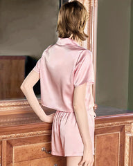 Cute Washable Silk Short Pajama Set