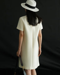 Silk and Wool Short Sleeve Midi Dress