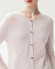 Cashmere Silk Crew Neck Double Button Cardigan