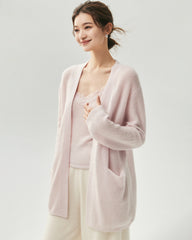 Cashmere Silk Open-Front Pocket Cardigan