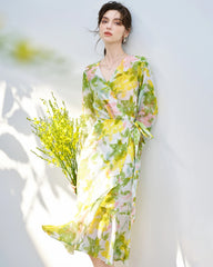 Floral Print Silk Dress