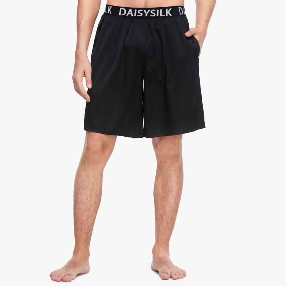 Daisysilk Print Silk Men Shorts Boxers Black