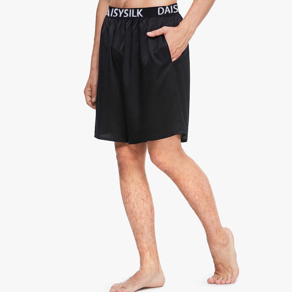 Daisysilk Print Silk Men Shorts Boxers Black