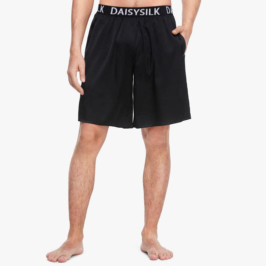 Daisysilk Print Silk Men Shorts Boxers Black
